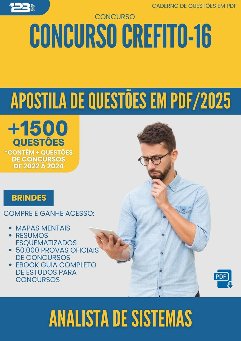 Apostila de Questões para Concurso Analista De Sistemas Crefito 16 2025 - Mais de 1.500 Questões