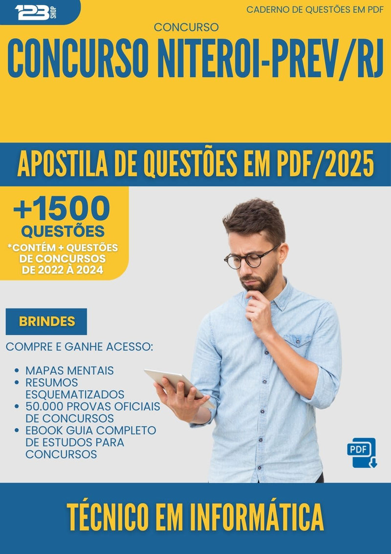 Apostila de Questões para Concurso Tecnico Em Informatica da Prefeitura Niteroi Prev Rj 2025 - Mais de 1.500 Questões