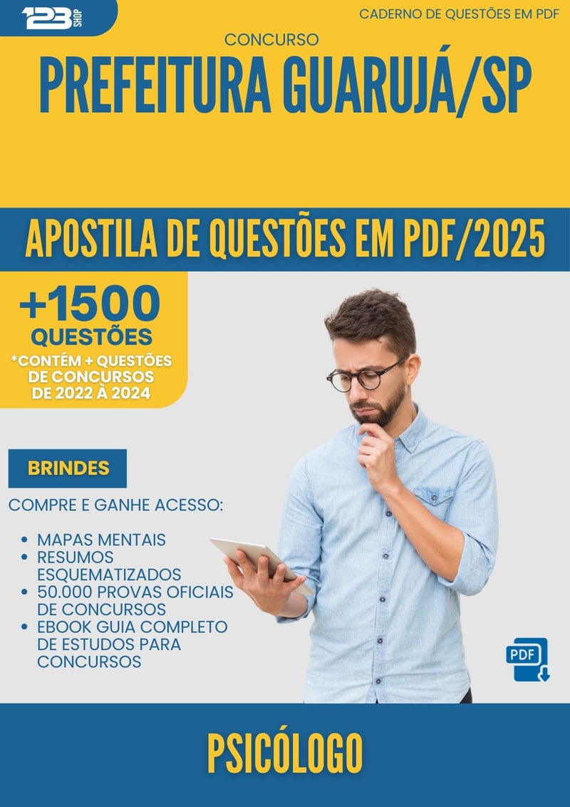 Apostila de Questões para Concurso Psicologo da Prefeitura Guaruja Sp 2025 - Mais de 1.500 Questões