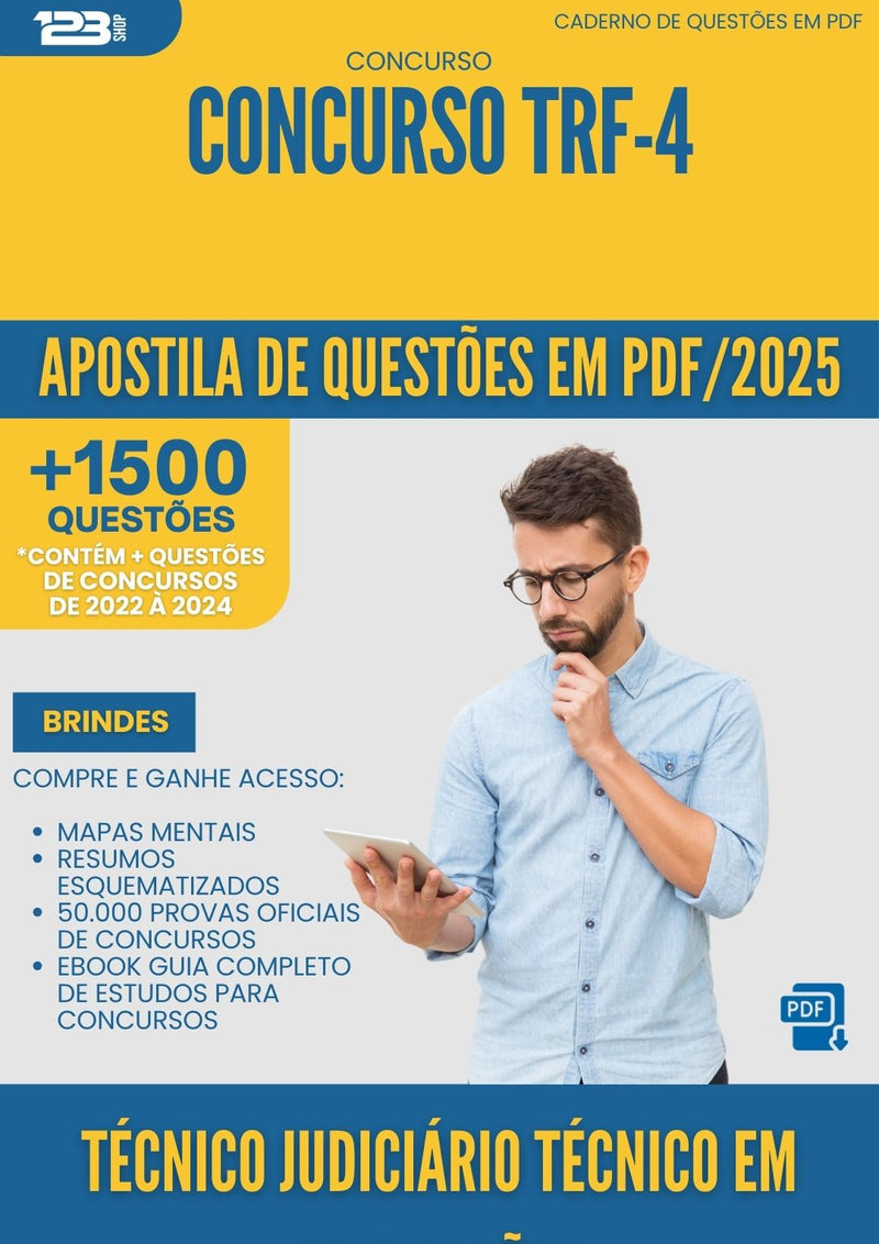 Apostila de Questões para Concurso Tecnico Judiciario Tecnico Em Edificacoes Trf 4 2025 - Mais de 1.500 Questões