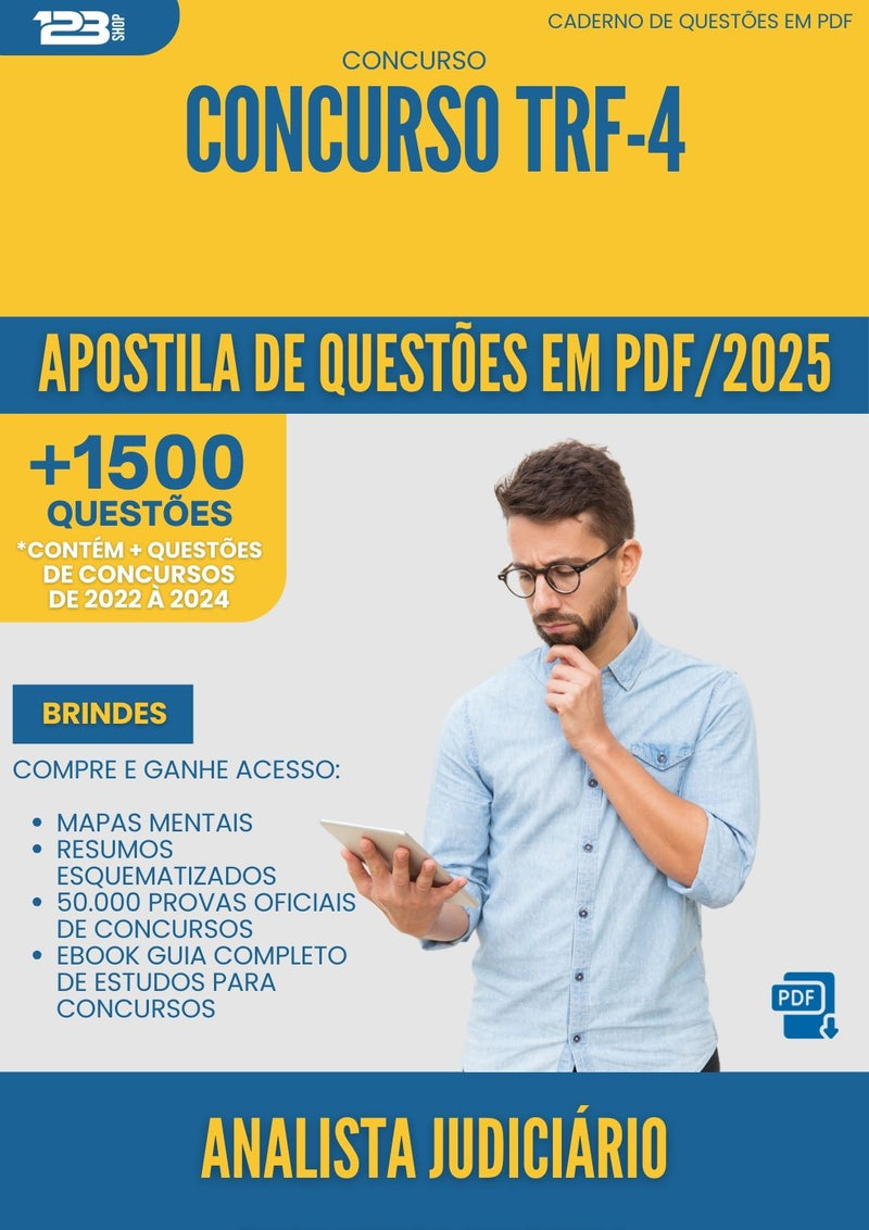 Apostila de Questões para Concurso Analista Judiciario Biblioteconomia Trf 4 2025 - Mais de 1.500 Questões