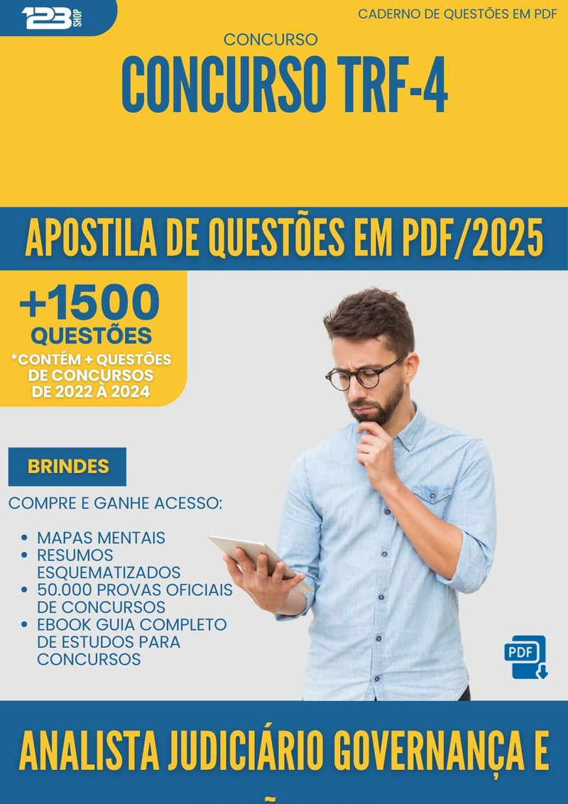 Apostila de Questões para Concurso Analista Judiciario Governanca E Gestao De Ti Trf 4 2025 - Mais de 1.500 Questões