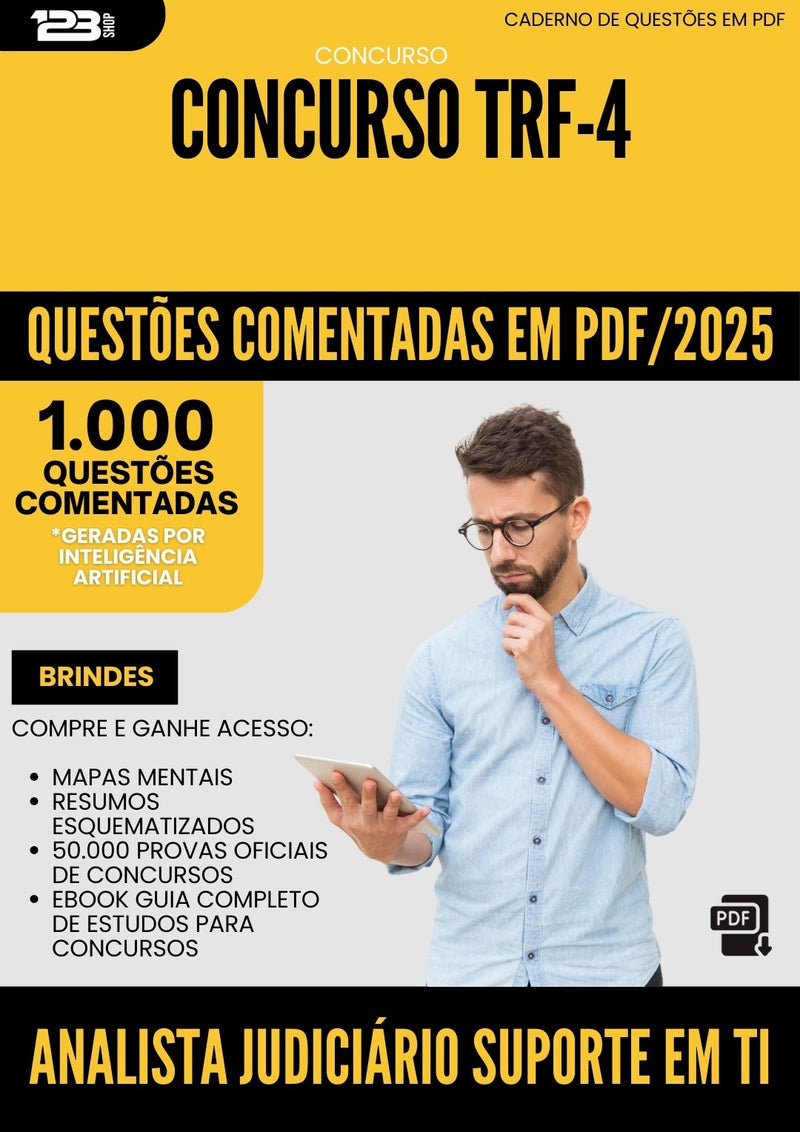 1000 Questões Comentadas para Concurso Analista Judiciario Suporte Em Ti Trf 4 2025 - 1000 Questões