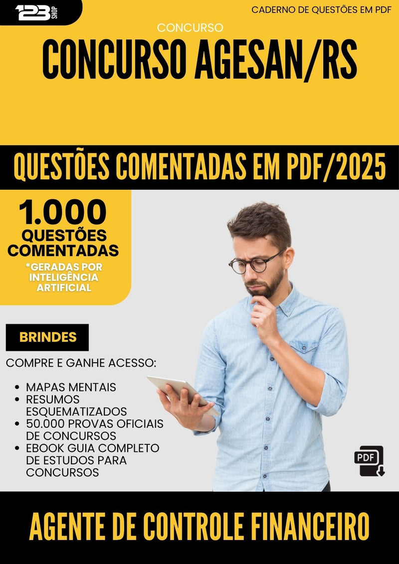 1000 Questões Comentadas para Concurso Agente De Controle Financeiro Agesan Rs 2025 - 1000 Questões