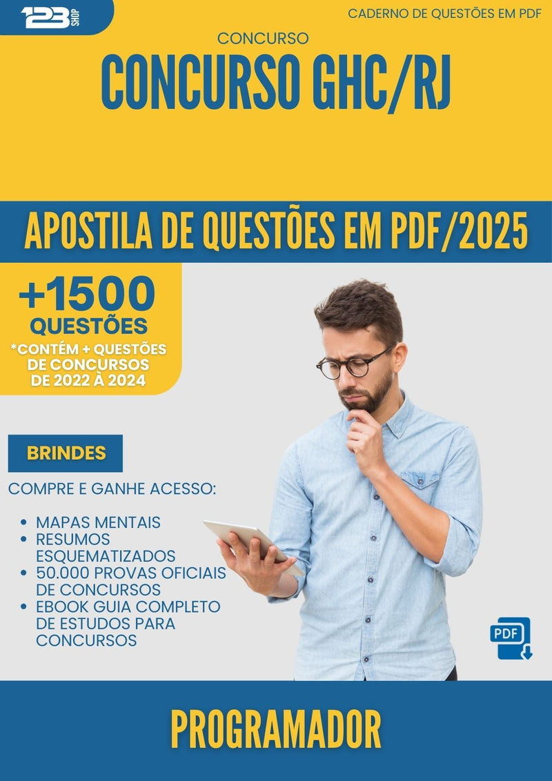 Apostila de Questões para Concurso Programador Ghc Rj 2025 - Mais de 1.500 Questões