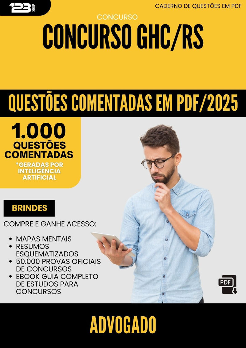 1000 Questões Comentadas para Concurso Advogado Ghc Rs 2025 - 1000 Questões | Aprova Turbo