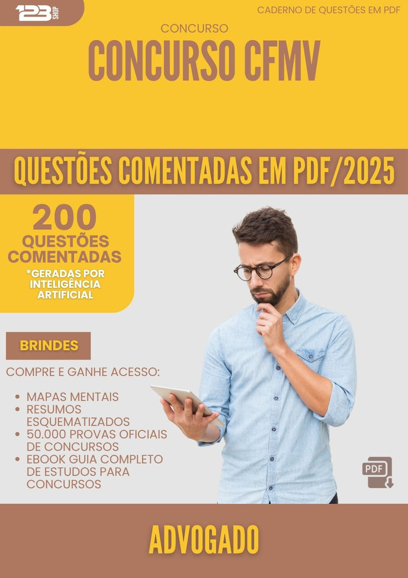 1000 Questões Comentadas para Concurso Advogado Cfmv 2025 - 200 Questões | Aprova Turbo