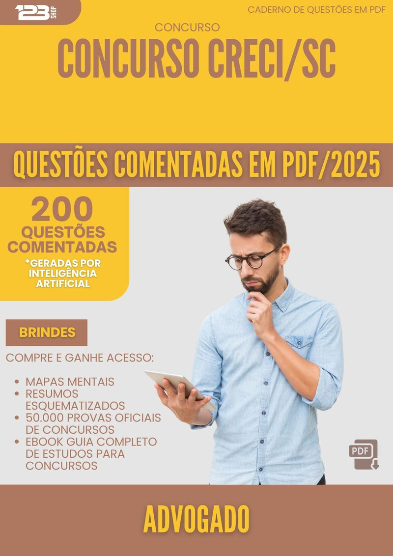 1000 Questões Comentadas para Concurso Advogado Creci Sc 2025 - 200 Questões | Aprova Turbo