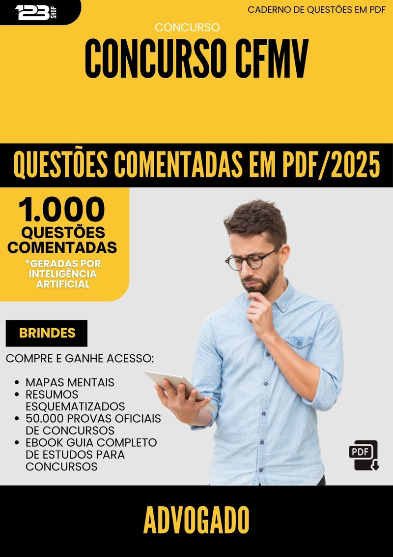 1000 Questões Comentadas para Concurso Advogado Cfmv 2025 - 1000 Questões | Aprova Turbo