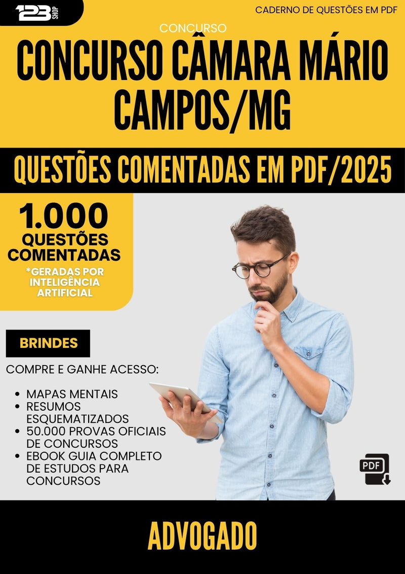 1000 Questões Comentadas para Concurso Advogado Camara da Prefeitura Mario Campos Mg 2025 - 1000 Questões | Aprova Turbo