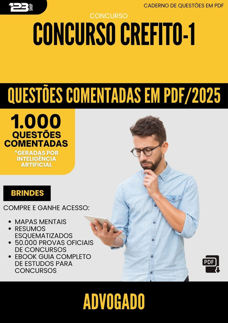 1000 Questões Comentadas para Concurso Advogado Crefito 1 2025 - 1000 Questões | Aprova Turbo
