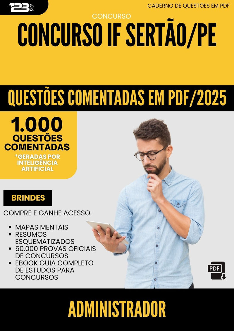 1000 Questões Comentadas para Concurso Administrador If da Prefeitura Sertao Pe 2025 - 1000 Questões | Aprova Turbo