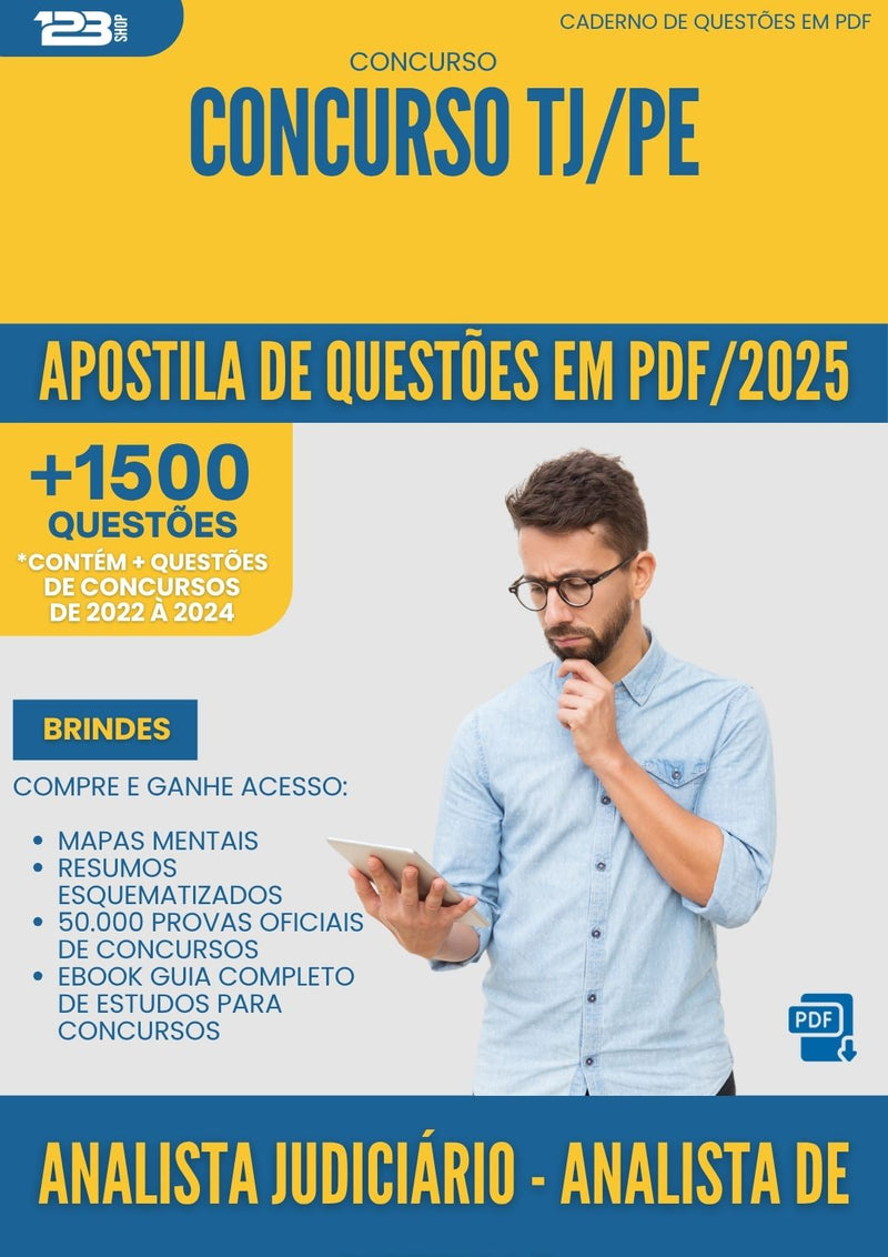 Apostila de Questões para Concurso Analista Judiciario Analista De Sistemas Tj Pe 2025 - Mais de 1.500 Questões