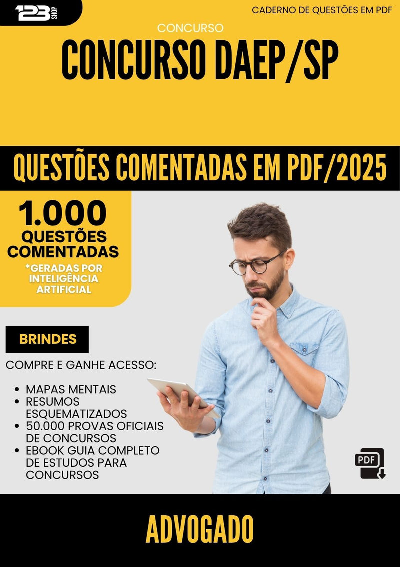 1000 Questões Comentadas para Concurso Advogado Daep Sp 2025 - 1000 Questões | Aprova Turbo