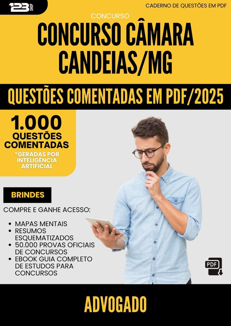 1000 Questões Comentadas para Concurso Advogado Camara da Prefeitura Candeias Mg 2025 - 1000 Questões | Aprova Turbo