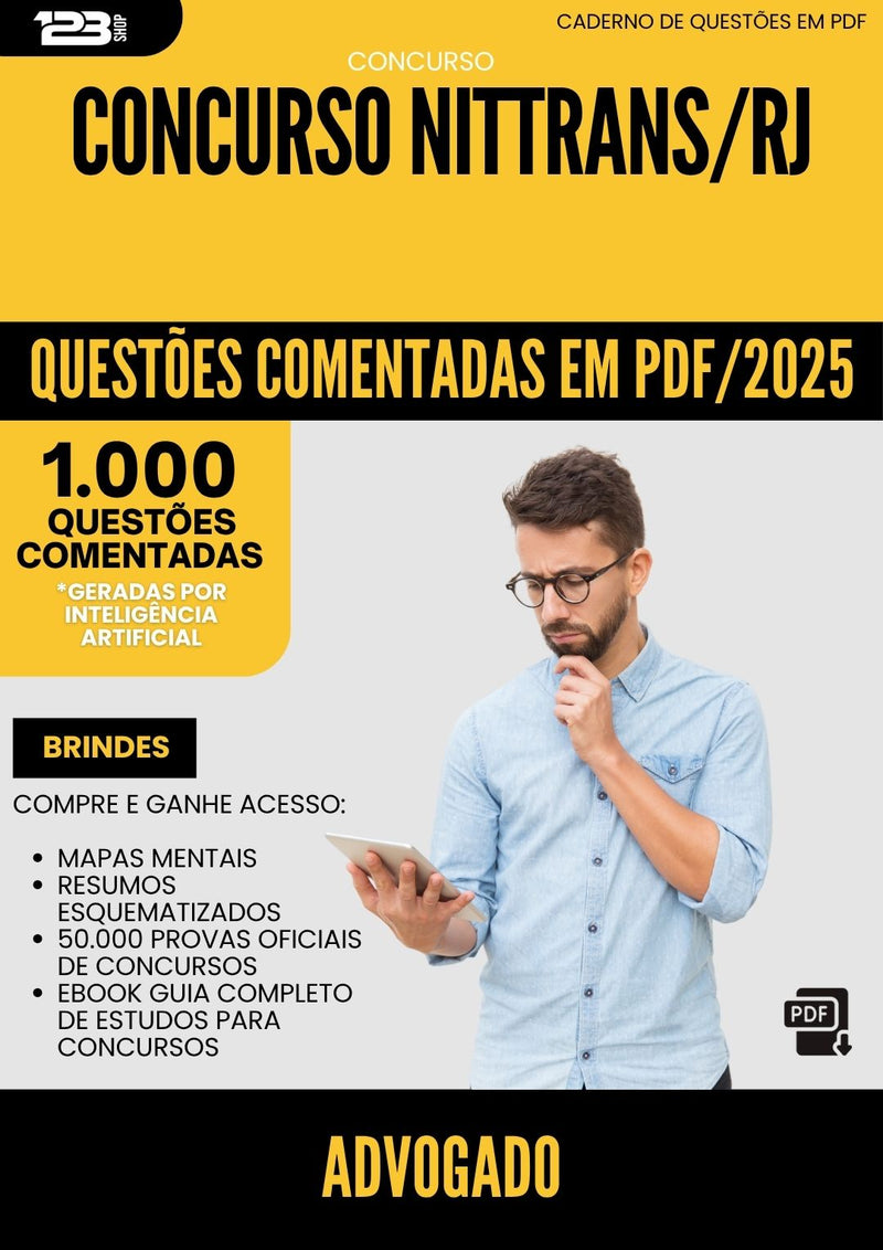 1000 Questões Comentadas para Concurso Advogado Nittrans Rj 2025 - 1000 Questões | Aprova Turbo