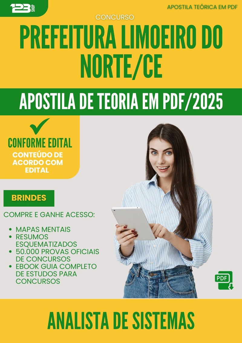 Apostila Teórica para Concurso Analista De Sistemas da Prefeitura Limoeiro Do Norte Ce 2025 - Conteúdo de Acordo com Edital