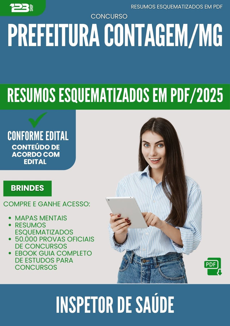 Resumos Esquematizados para Concurso Inspetor De Saude da Prefeitura Contagem Mg 2025 - Conteúdo de Acordo com Edital