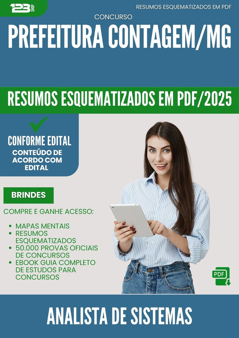 Resumos Esquematizados para Concurso Analista De Sistemas da Prefeitura Contagem Mg 2025 - Conteúdo de Acordo com Edital