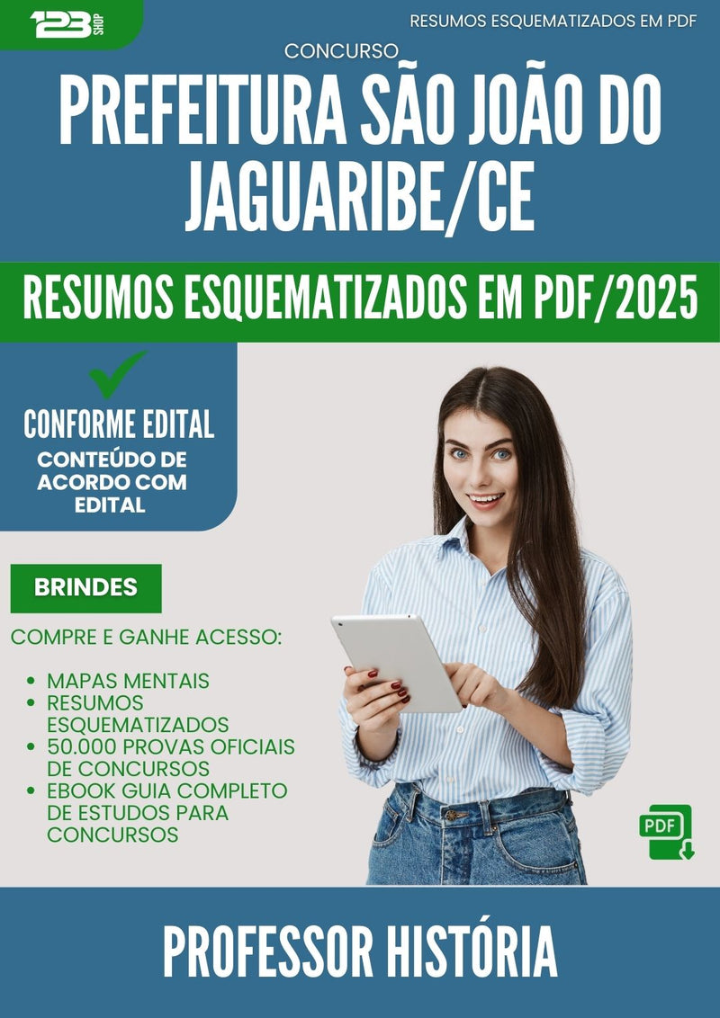 Resumos Esquematizados para Concurso Professor Historia Sao Joao Do da Prefeitura Jaguaribe Ce 2025 - Conteúdo de Acordo com Edital
