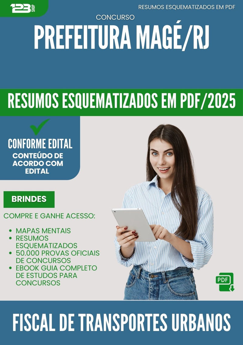 Resumos Esquematizados para Concurso Fiscal De Transportes Urbanos da Prefeitura Mage Rj 2025 - Conteúdo de Acordo com Edital
