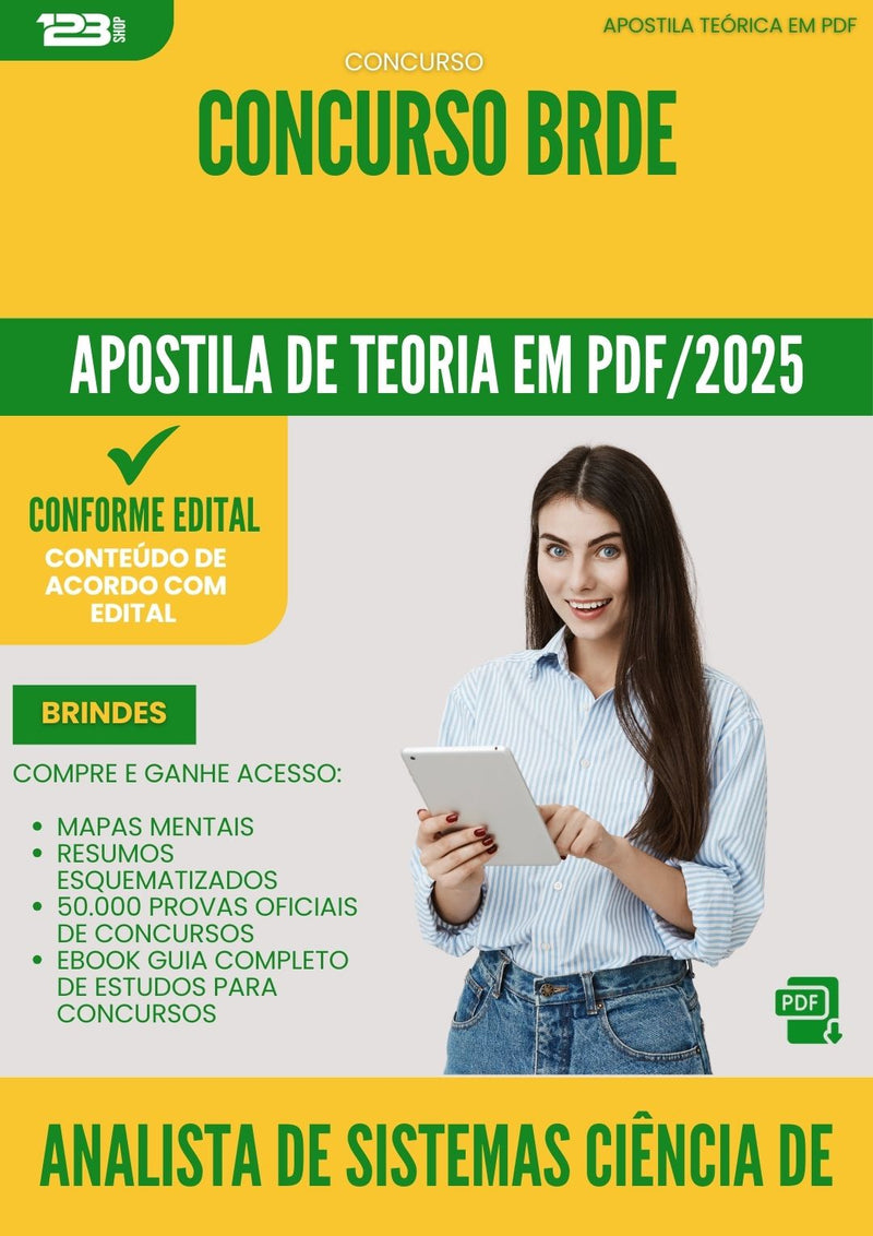 Apostila Teórica para Concurso Analista De Sistemas Ciencia De Dados Brde 2025 - Conteúdo de Acordo com Edital