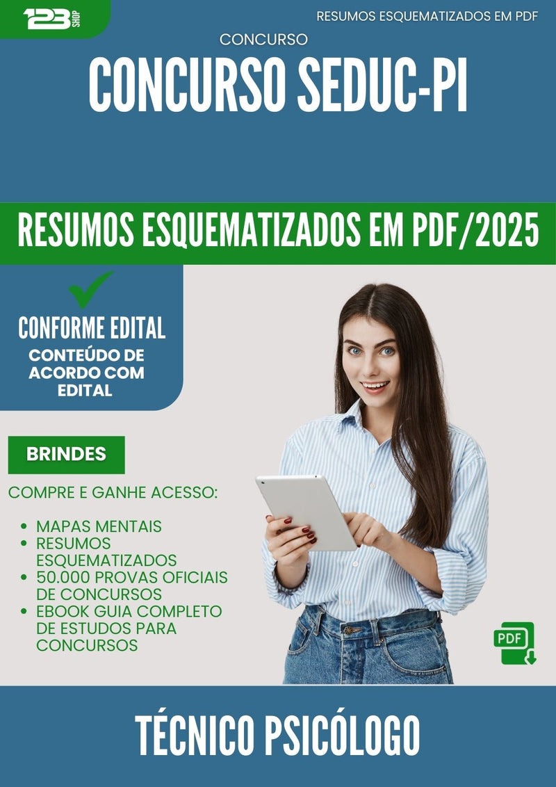 Resumos Esquematizados para Concurso Tecnico Psicologo Seduc Pi 2025 - Conteúdo de Acordo com Edital