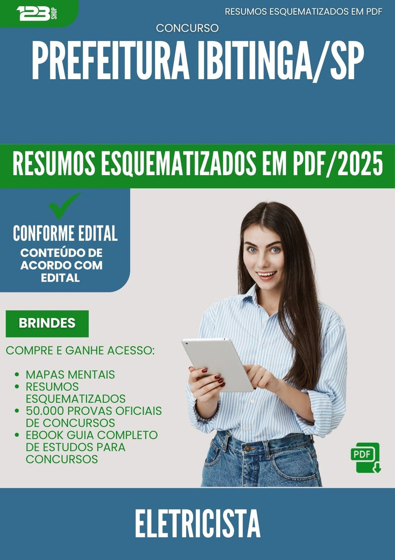 Resumos Esquematizados para Concurso Eletricista da Prefeitura Ibitinga Sp 2025 - Conteúdo de Acordo com Edital