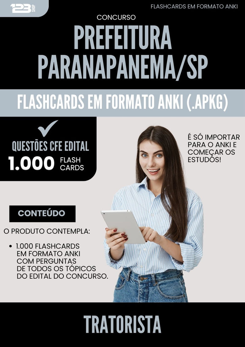Flashcards para Concurso Tratorista da Prefeitura Paranapanema Sp 2025 - 1000 Flashcards de Acordo com Edital
