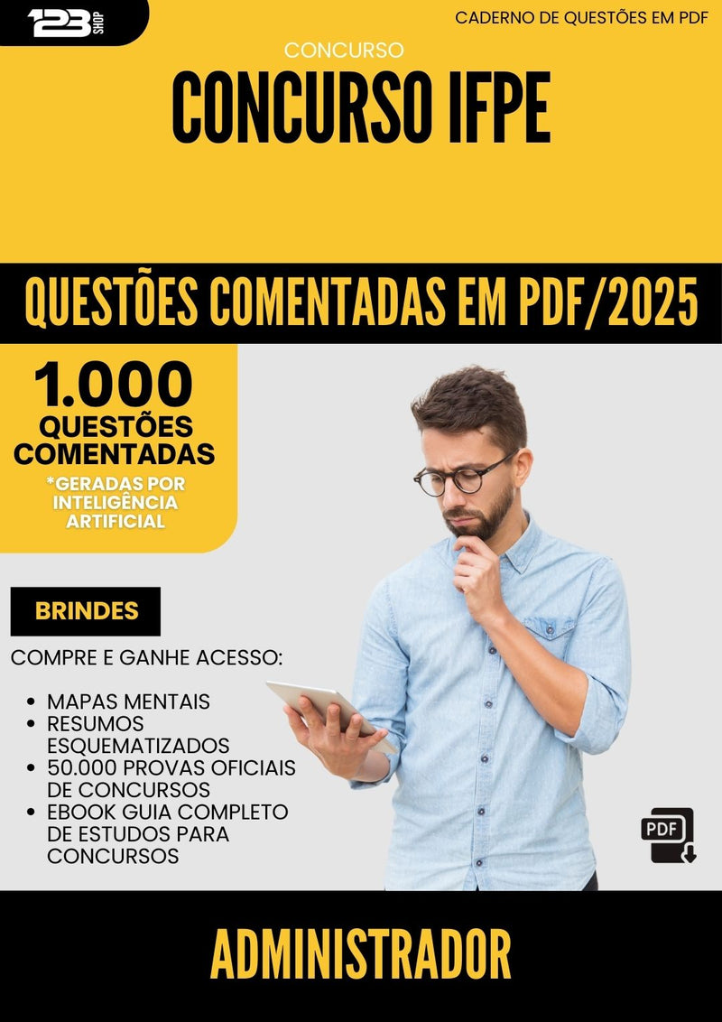 1000 Questões Comentadas para Concurso Administrador Ifpe 2025 - 1000 Questões | Aprova Turbo