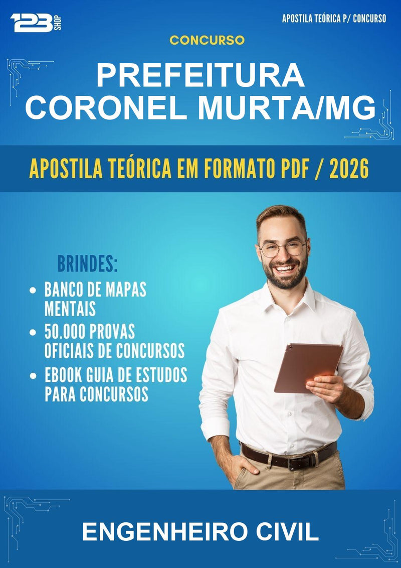 Estude para Prefeitura Coronel Murta/MG (Engenheiro Civil) - Apostila Teórica | Aprova Turbo