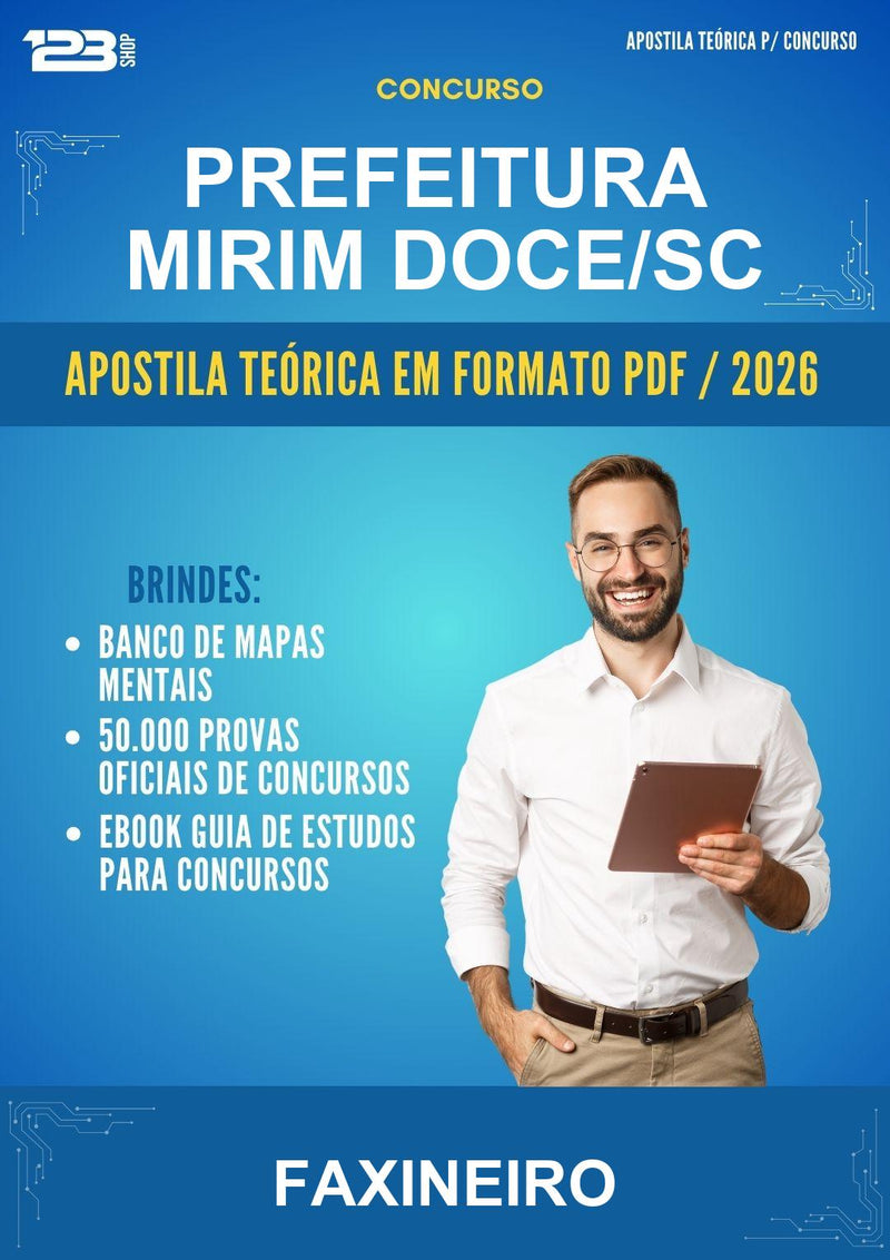 Estude para Prefeitura Mirim Doce/SC (Faxineiro) - Apostila Teórica | Aprova Turbo