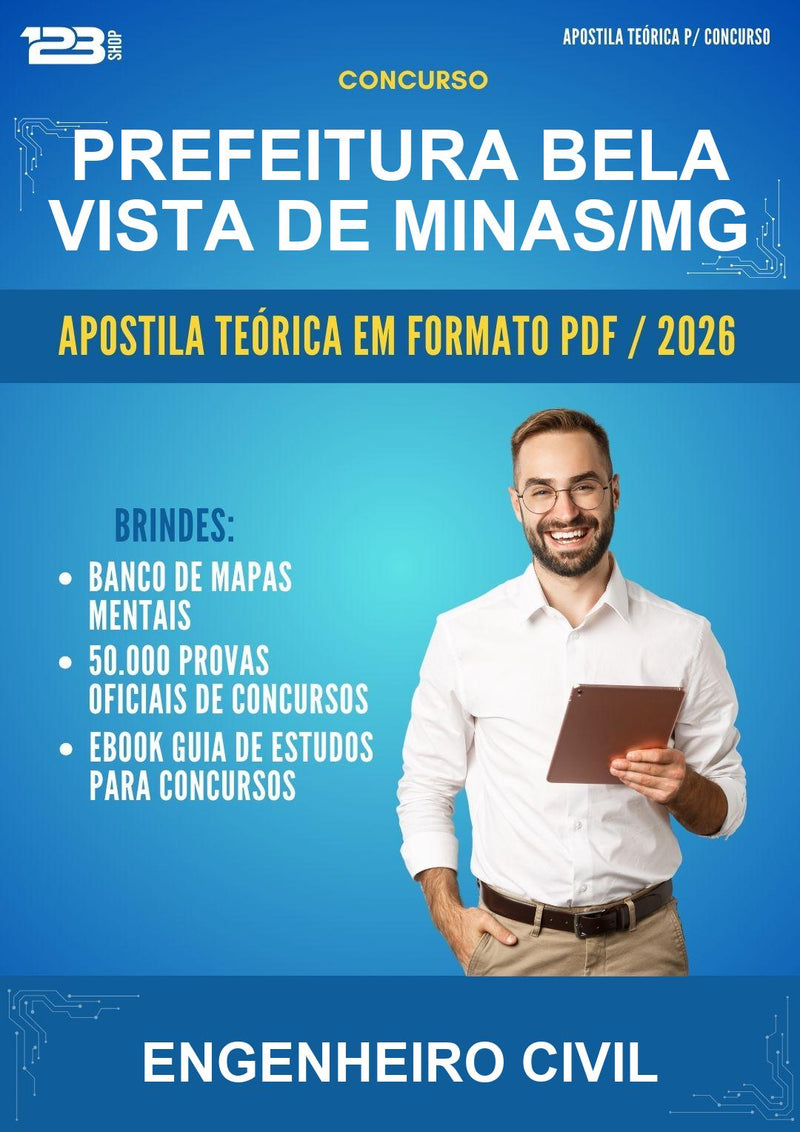 Estude para Prefeitura Bela Vista de Minas/MG (Engenheiro Civil) - Apostila Teórica | Aprova Turbo
