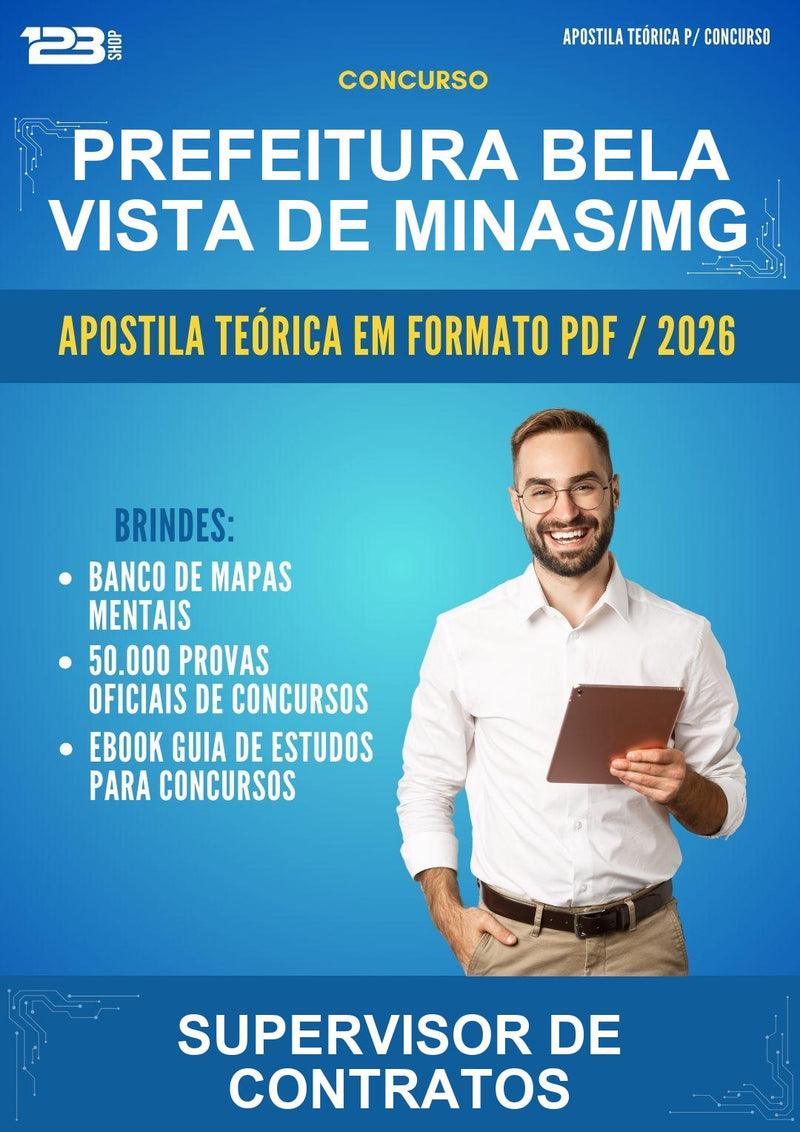 Estude para Prefeitura Bela Vista de Minas/MG (Supervisor de Contratos) - Apostila Teórica | Aprova Turbo