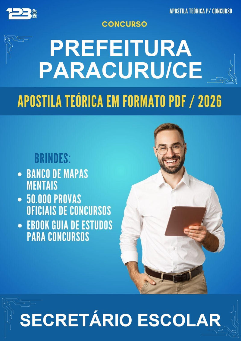 Estude para Prefeitura Paracuru/CE (Secretário Escolar) - Apostila Teórica | Aprova Turbo