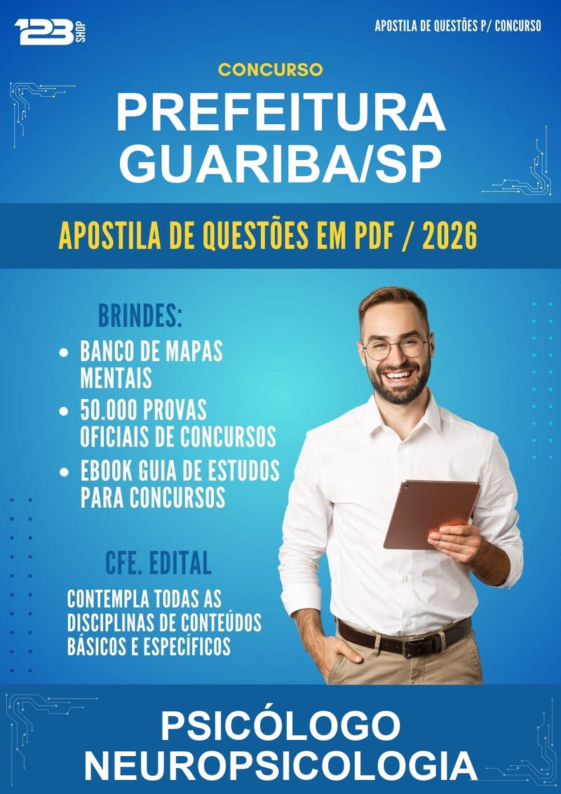 Estude para Prefeitura Guariba/SP (Psicólogo Neuropsicologia - Mais de 3000 Questões) - Apostila de Questões | Aprova Turbo
