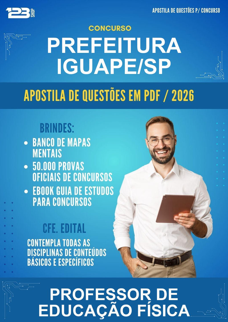 Estude para Prefeitura Iguape/SP (Professor de Educação Física - Mais de 3000 Questões) - Apostila de Questões | Aprova Turbo