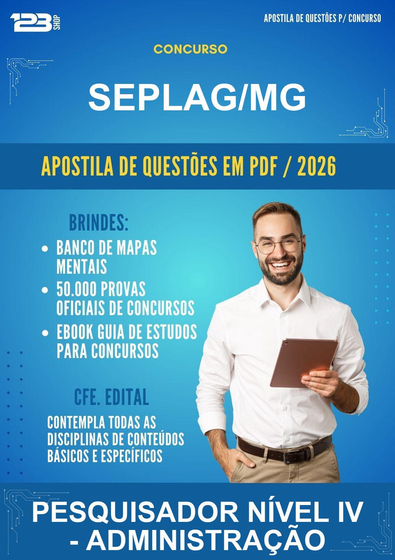 Estude para Seplag/MG (Pesquisador Nível Iv - Administração - Mais de 4000 Questões) - Apostila de Questões | Aprova Turbo