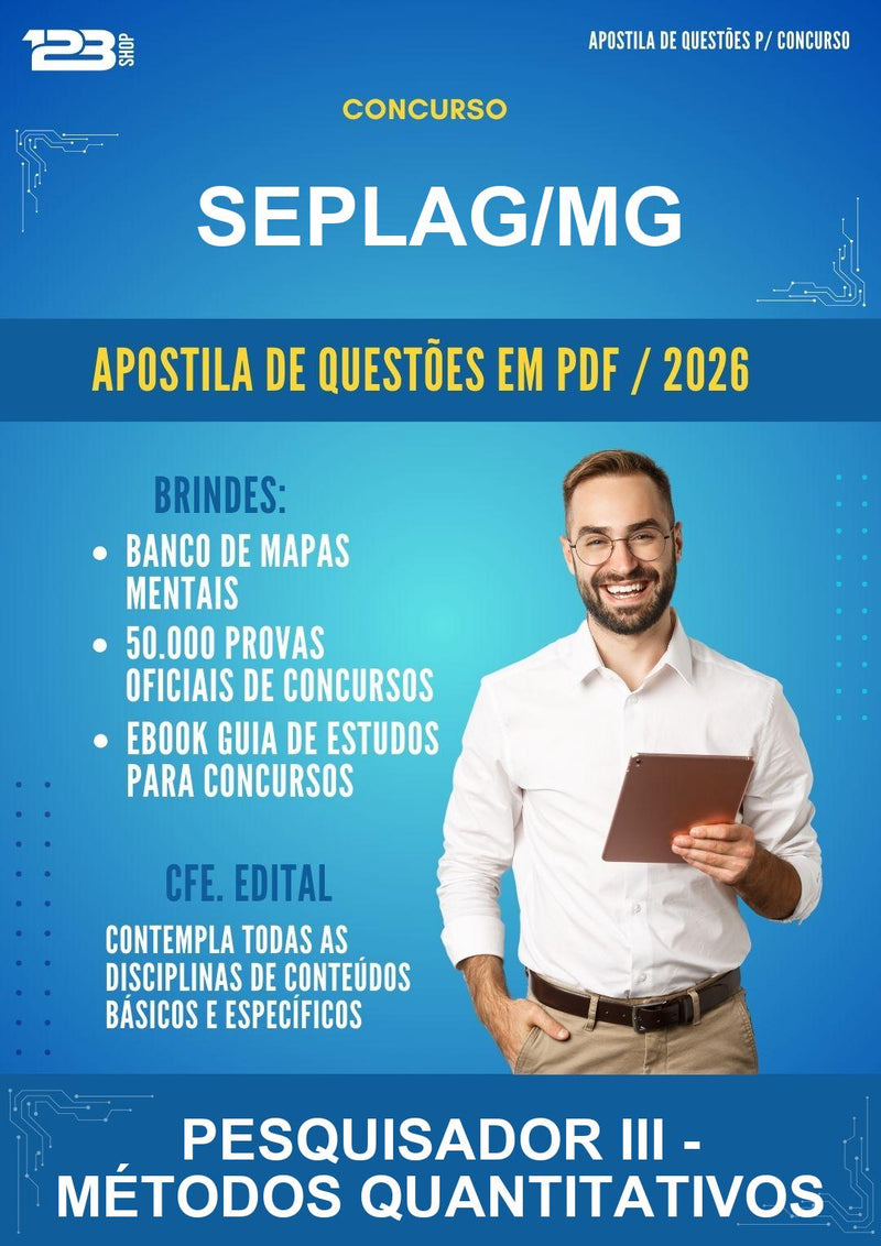 Estude para Seplag/MG (Pesquisador Iii - Métodos Quantitativos - Mais de 4000 Questões) - Apostila de Questões | Aprova Turbo