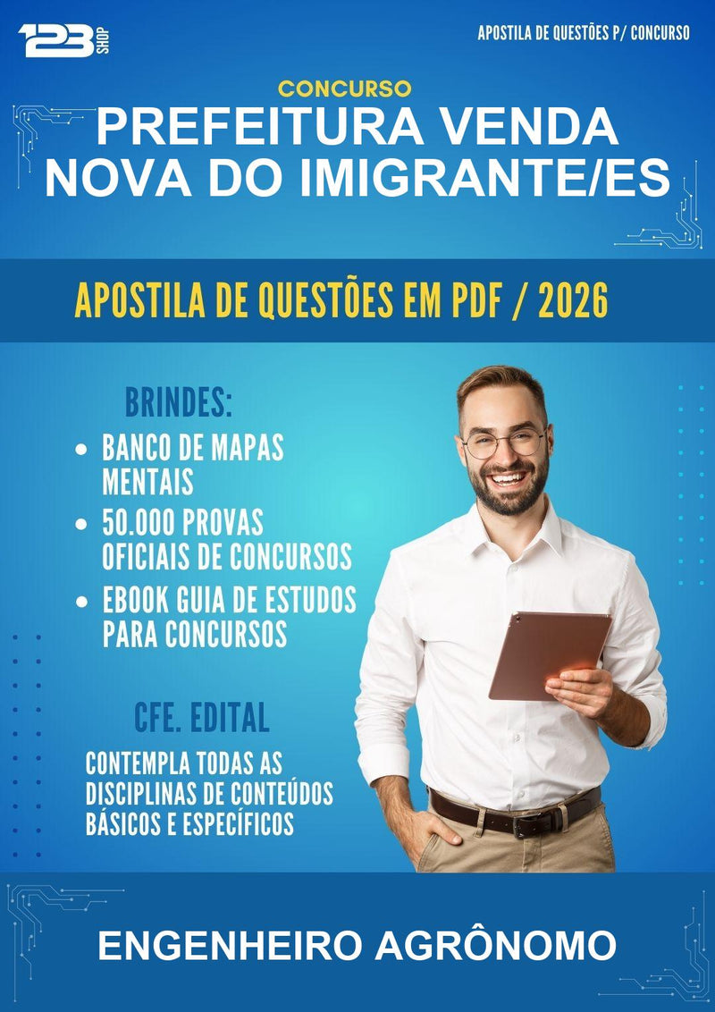 Estude para Prefeitura Venda Nova do Imigrante/ES (Engenheiro Agrônomo - Mais de 4000 Questões) - Apostila de Questões | Aprova Turbo