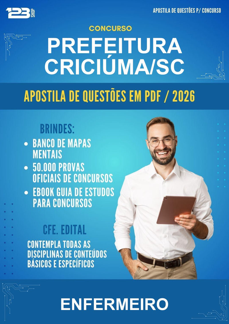 Estude para Prefeitura Criciúma/SC (Enfermeiro - Mais de 4000 Questões) - Apostila de Questões | Aprova Turbo