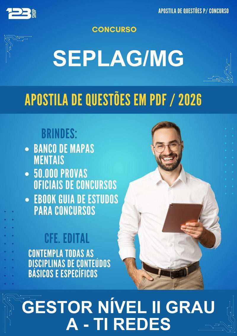 Estude para Seplag/MG (Gestor Nível Ii Grau A - Ti Redes - Mais de 4000 Questões) - Apostila de Questões | Aprova Turbo