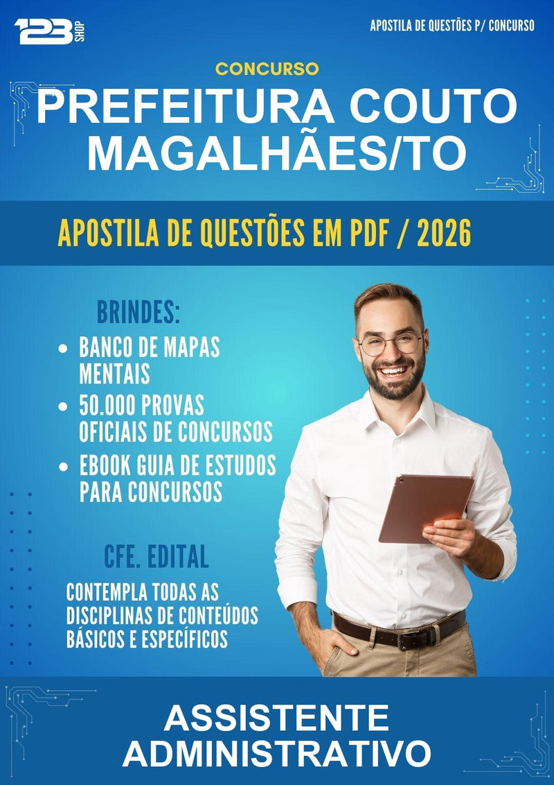 Estude para Prefeitura Couto Magalhães/TO (Assistente Administrativo - Mais de 4000 Questões) - Apostila de Questões | Aprova Turbo