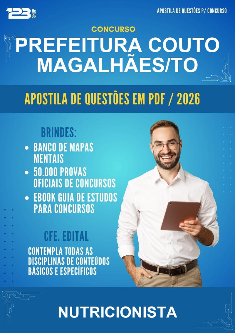 Estude para Prefeitura Couto Magalhães/TO (Nutricionista - Mais de 4000 Questões) - Apostila de Questões | Aprova Turbo