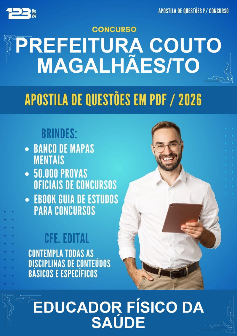 Estude para Prefeitura Couto Magalhães/TO (Educador Físico da Saúde - Mais de 4000 Questões) - Apostila de Questões | Aprova Turbo
