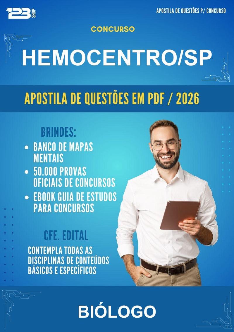 Estude para Hemocentro/SP (Biólogo - Mais de 8000 Questões) - Apostila de Questões | Aprova Turbo