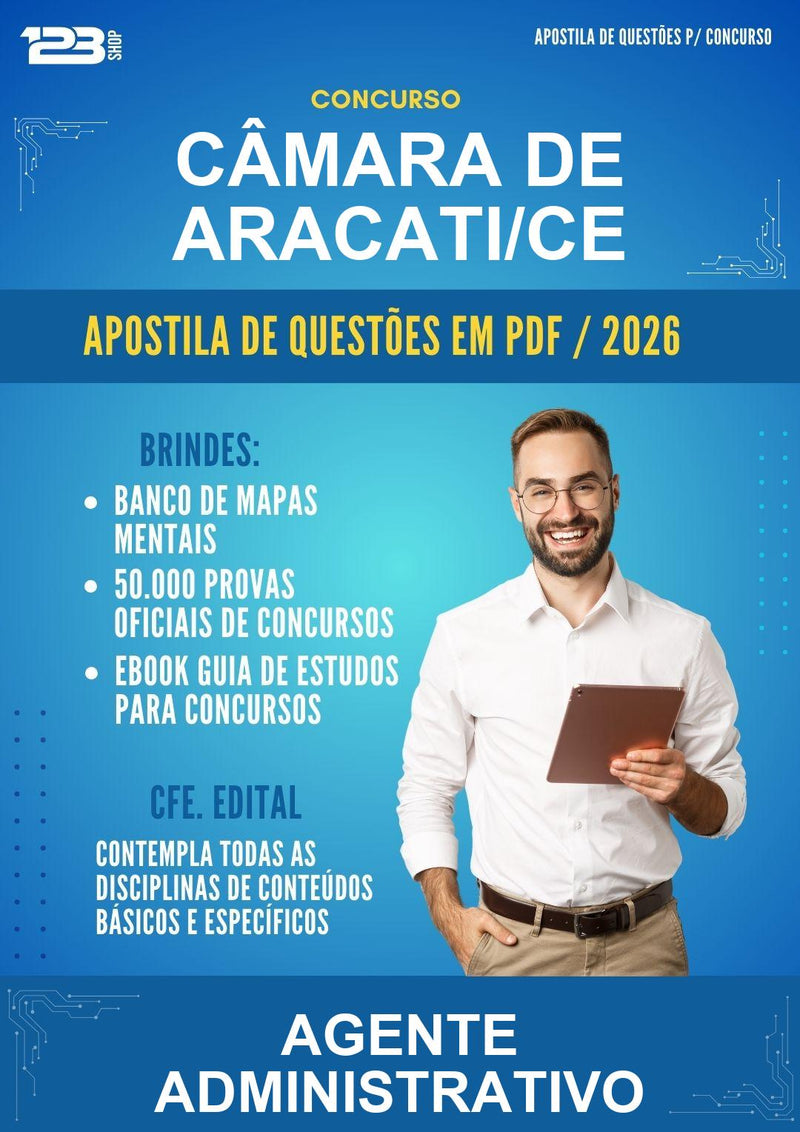 Estude para Câmara de Aracati/CE (Agente Administrativo - Mais de 8000 Questões) - Apostila de Questões | Aprova Turbo
