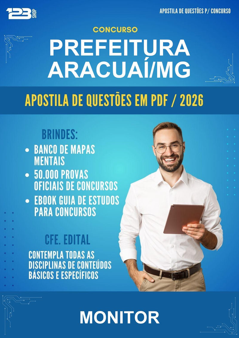 Estude para Prefeitura Aracuaí/MG (Monitor - Mais de 1000 Questões) - Apostila de Questões Comentadas | Aprova Turbo
