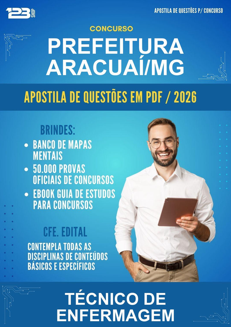 Estude para Prefeitura Aracuaí/MG (Técnico de Enfermagem - Mais de 1000 Questões) - Apostila de Questões Comentadas | Aprova Turbo