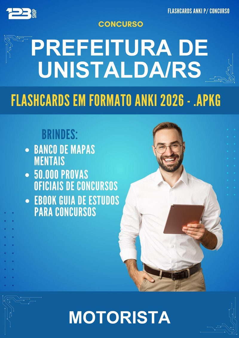 Estude para Prefeitura de Unistalda/RS (Motorista - 2000 Flashcards) - Flashcards Anki | Aprova Turbo
